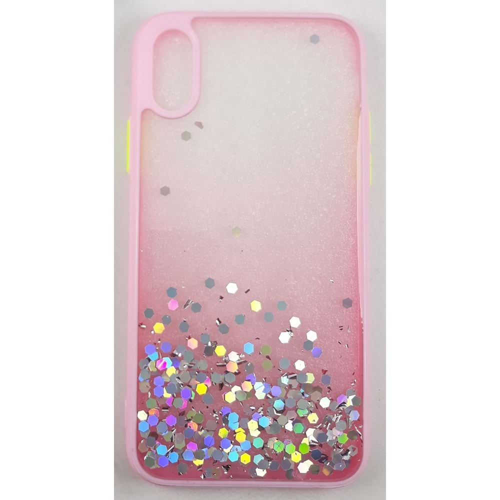 İphone X Ve XS Kılıf Novel Silikon Şeffaf Pembe