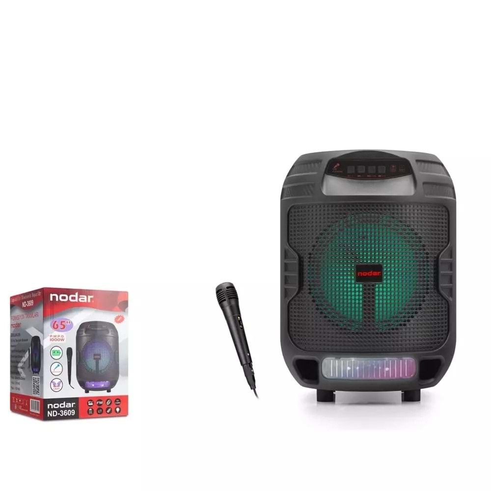 Bluetooth Hopartlör Işıklı Usb-Sd-Mikrofon 210X210X299 MM Nodar ND3609