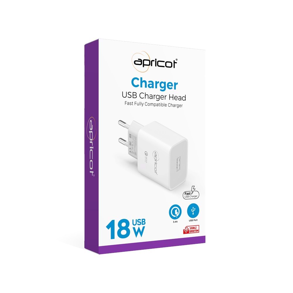 Şarj Kafa 18 W 3.4A Apricot APC-U310 Beyaz