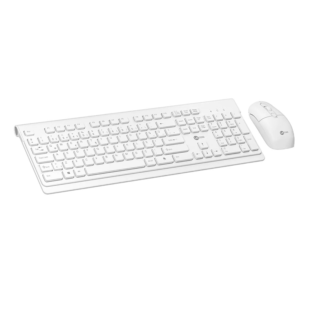 Klavye Mouse Set Kablosuz Türkçe Q Lenovo Lecoo KW203 Beyaz