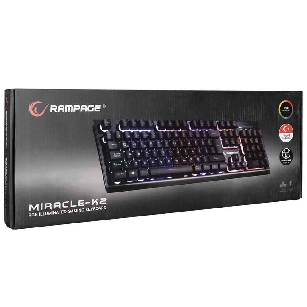Klavye Oyuncu Gaming RGB Aydınlatmalı Rampage MIRACLE K2