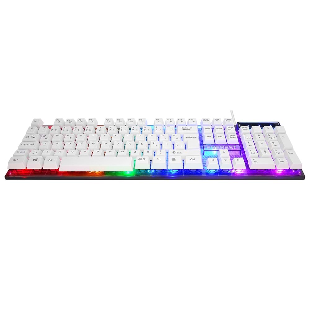 Klavye Mouse Set Oyuncu Gökkuşağı Aydınlatmalı Everest KM-198 Luminax Beyaz