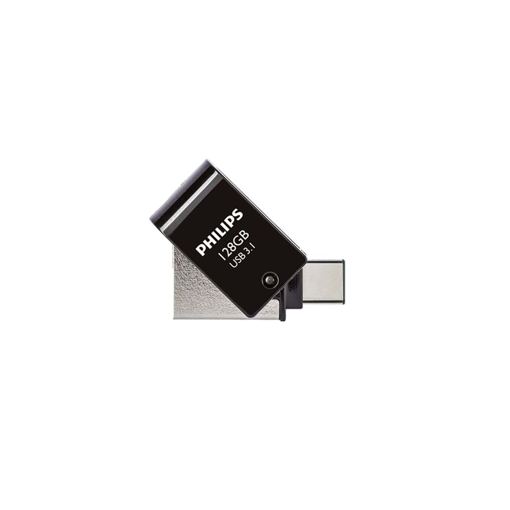 Flash Bellek 128 GB Mini Usb Ve Type-C 3.1 Philips Gece Siyahı