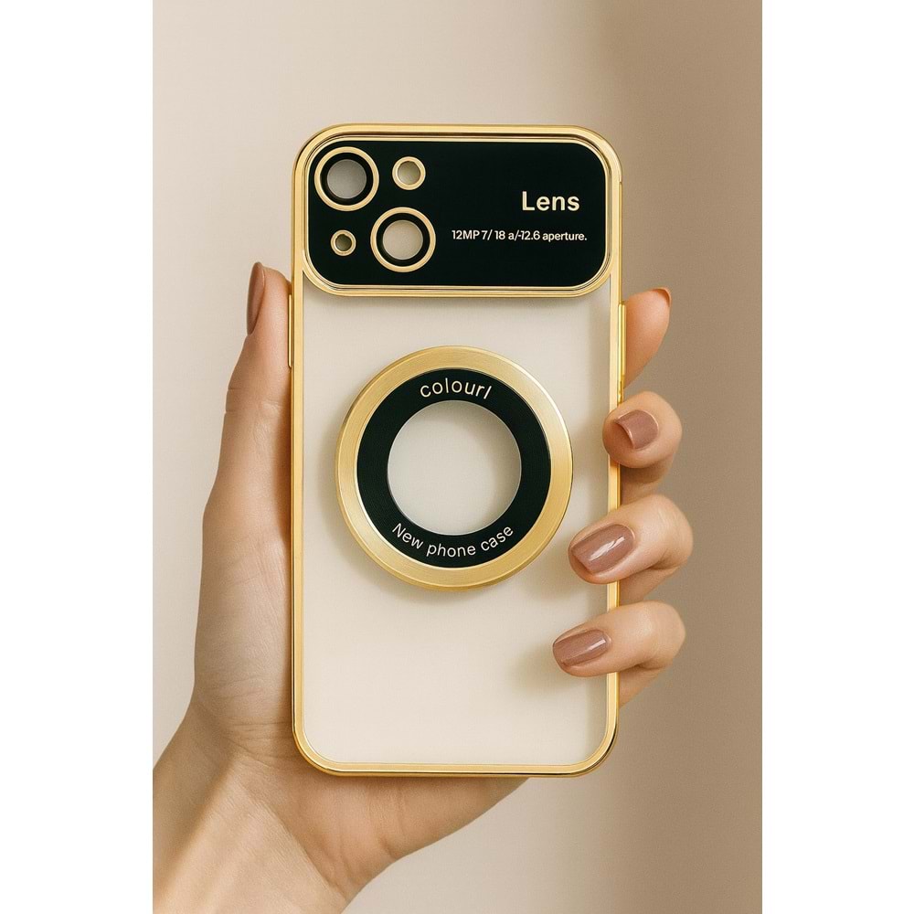İphone 15 Kılıf Kamera Korumalı Magsafe Colourl Gold