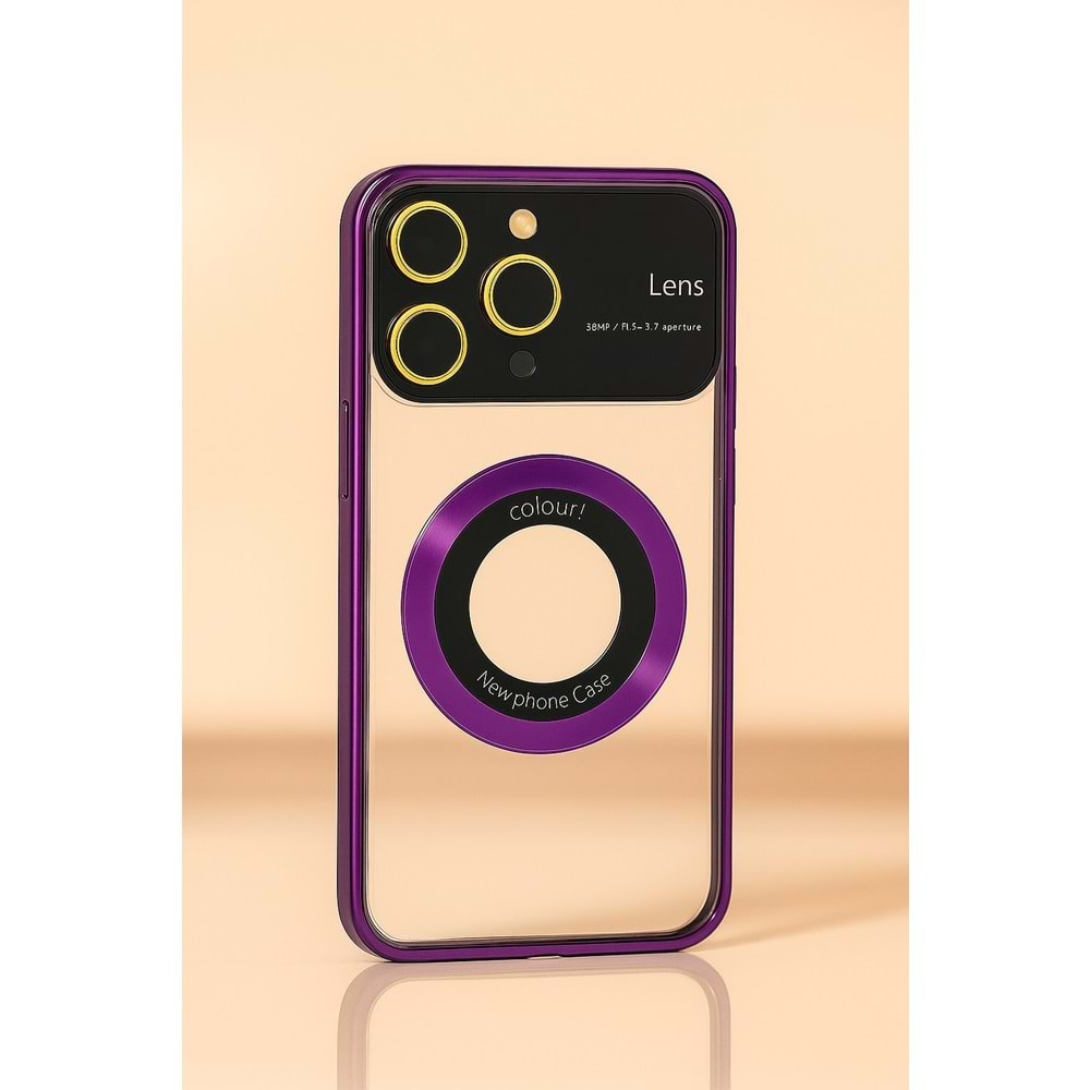 İphone 15 Pro Kılıf Kamera Korumalı Magsafe Colourl Mor