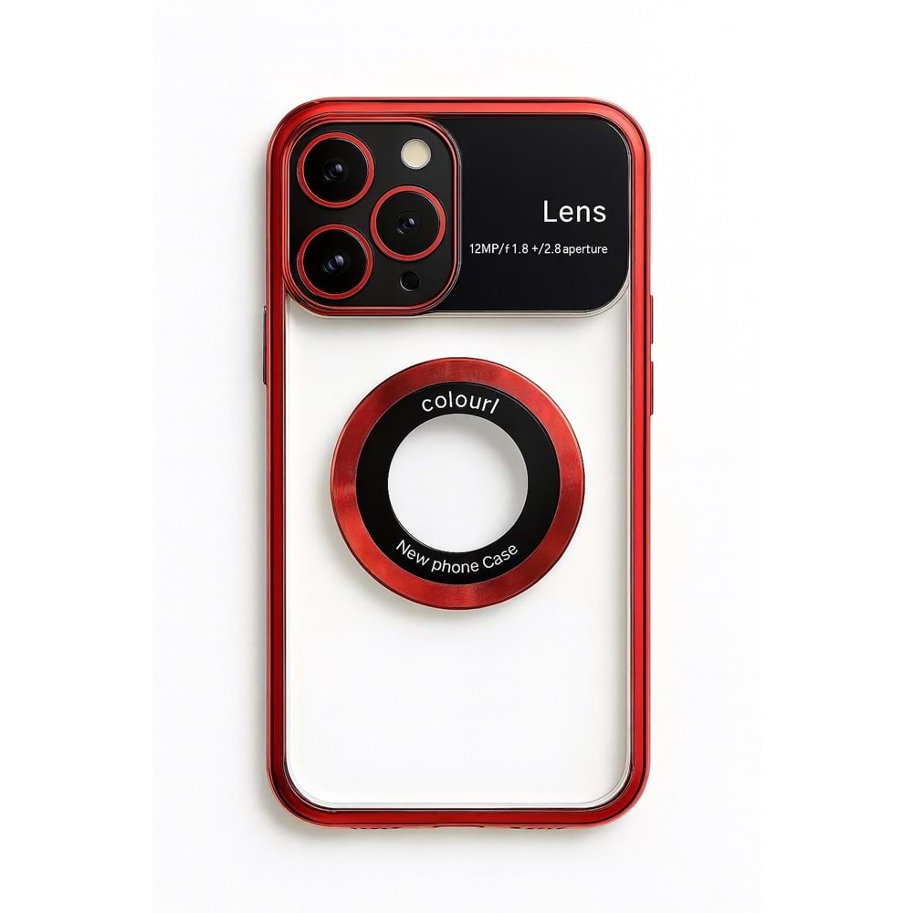 İphone 13 Pro Max Kılıf Kamera Korumalı Magsafe Colourl Koyu Kırmızı
