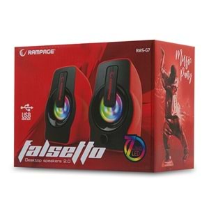 Hoparlör Speaker Usb 6W Rgb Ledli Rampage Falsetto RMS-G7 Kırmızı