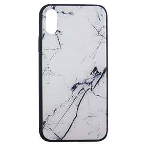 İphone X Ve XS Kılıf Mermer Desenli Silikon Beyaz