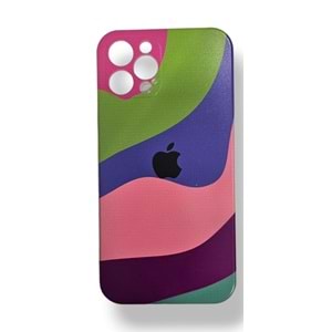 İphone 12 Pro Kılıf Logolu Lansman Gökkuşağı Açık Yeşil