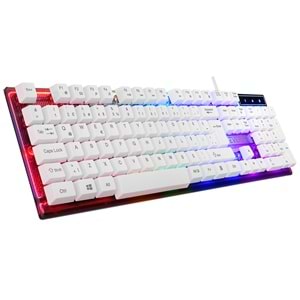 Klavye Mouse Set Oyuncu Gökkuşağı Aydınlatmalı Everest KM-198 Luminax Beyaz