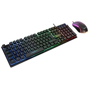 Klavye Mouse Set Oyuncu Gökkuşağı Aydınlatmalı Everest KM-198 Luminax Siyah