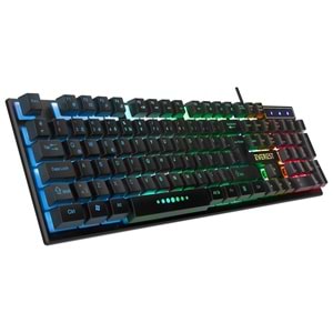 Klavye Mouse Set Oyuncu Gökkuşağı Aydınlatmalı Everest KM-198 Luminax Siyah