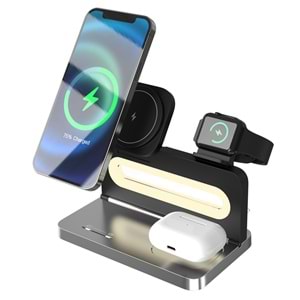 Şarj Aleti Kablosuz Magsafe Telefon Akıllı Saat Kulaklık 3 İn 1 15W S-link SW-CWF120