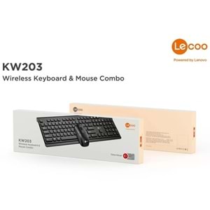 Klavye Mouse Set Kablosuz Türkçe Q Lenovo Lecoo KW203 Siyah