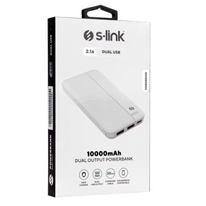 Powerbank 10000 MAH Çift Çıkış Micro+Type-C Girişli S-Link IP-G10N Beyaz