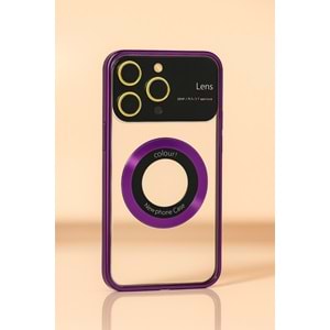 İphone 15 Pro Kılıf Kamera Korumalı Magsafe Colourl Mor