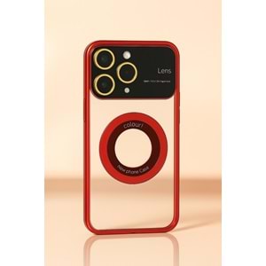 İphone 15 Pro Kılıf Kamera Korumalı Magsafe Colourl Koyu Kırmızı