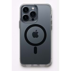 İphone 15 Pro Max Kılıf Kamera Korumalı Magsafe Şeffaf Siyah