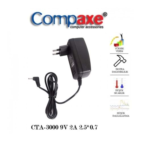 Tablet Adaptör 9V 2A 2.5x0.7 mm Compaxe CTA-3000