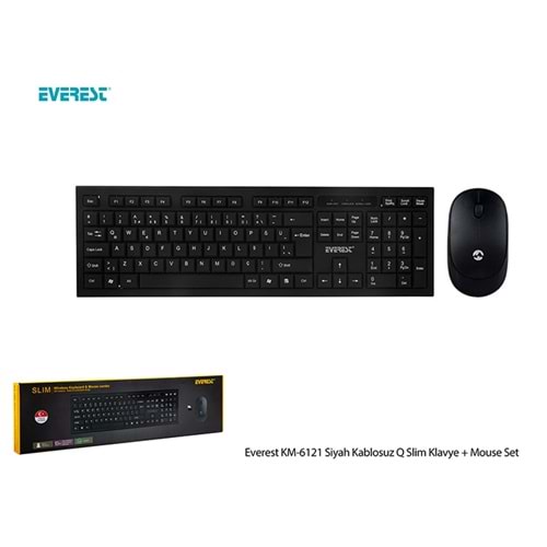 Klavye Mouse Set Multimedia Q Kablosuz Everest KM-6121 Siyah