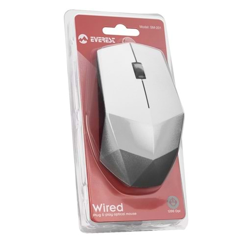 Mouse Optik 1200 Dpi Everest SM-201 Gümüş