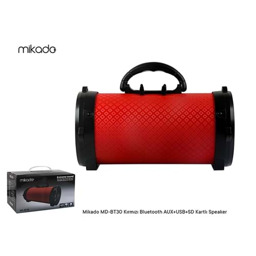 Hoparlör Müzik Kutusu Bluetooth-Usb-Sd-Aux Mikado MD-BT30 Kırmızı