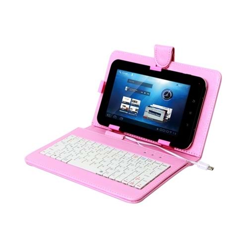 Klavye Tablet Uyumlu Micro + Mini USB 7 Inch Everest KB-TAB07 Pembe