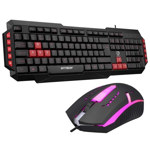 Klavye Mouse Set Q Oyuncu Kablolu Kırmızı Tuşlu Hytech HYK-46 GAMY COMBO