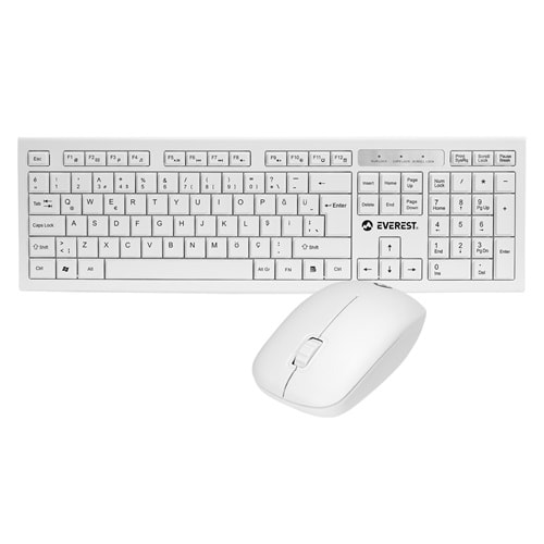 Klavye Mouse Set Multimedia Q Kablosuz Everest KM-6121 Beyaz