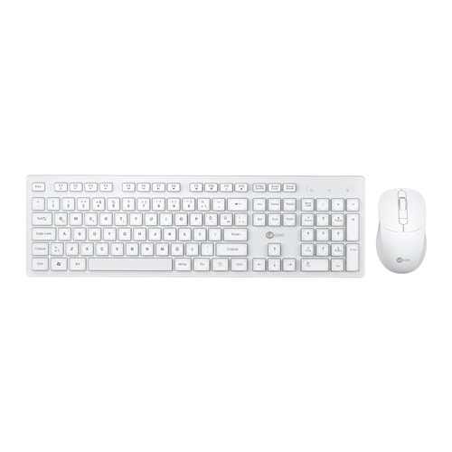 Klavye Mouse Set Kablosuz Türkçe Q Lenovo Lecoo KW201 Beyaz