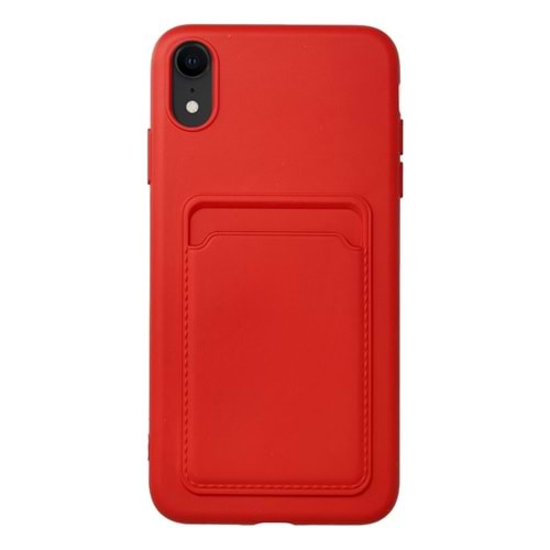 İphone XR Kılıf Kart Bölmeli Kırmızı