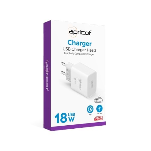 Şarj Kafa 18 W 3.4A Apricot APC-U310 Beyaz