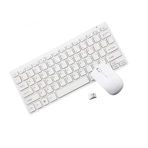 Klavye Mouse Set Q Mini Kablosuz Platoon PL-395 Beyaz
