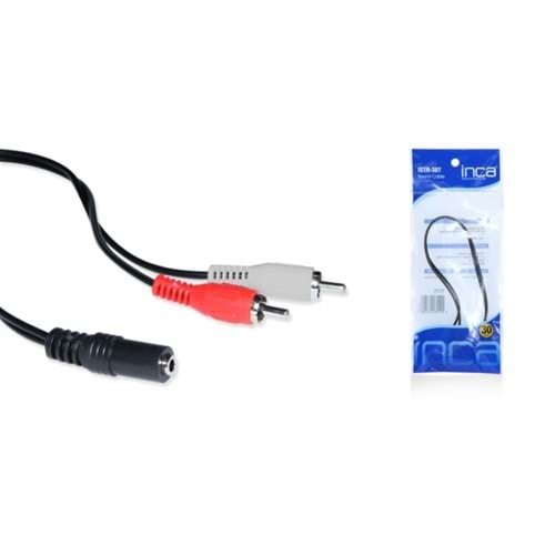 2Rca To Aux 3.5 MM. Dişi Ses Kablosu 0.3 M İnca ISTR-30T