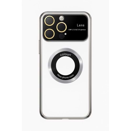 İphone 15 Pro Max Kılıf Kamera Korumalı Magsafe Colourl Gümüş