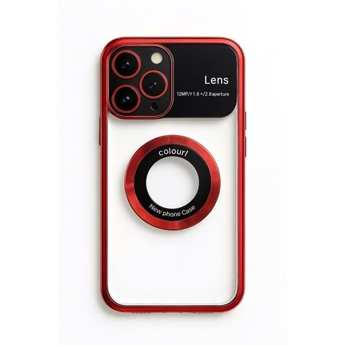 İphone 15 Pro Max Kılıf Kamera Korumalı Magsafe Colourl Koyu Kırmızı