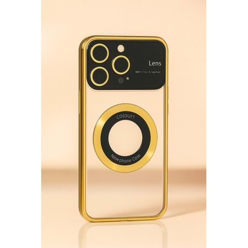İphone 15 Pro Kılıf Kamera Korumalı Magsafe Colourl Gold
