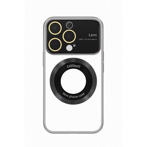İphone 14 Pro Kılıf Kamera Korumalı Magsafe Colourl Gümüş