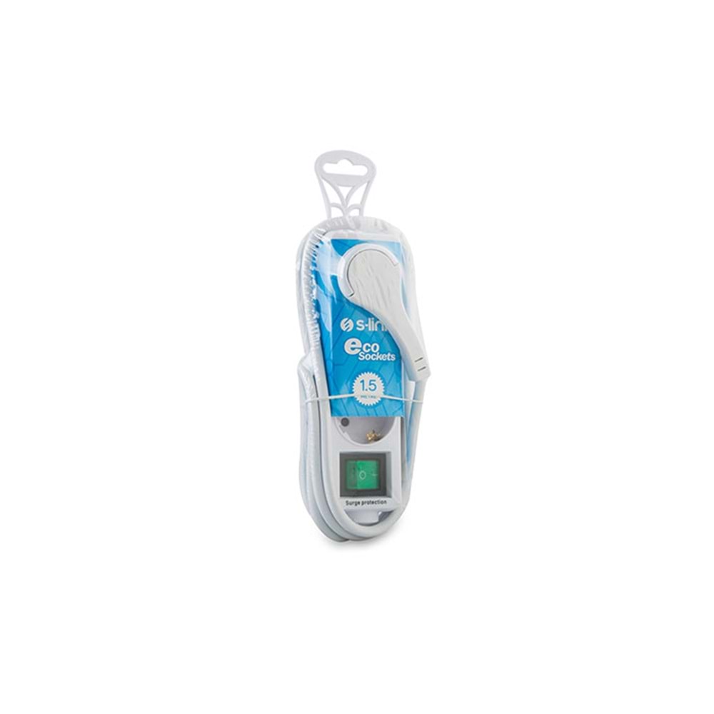 Priz 3 Lü 1.5 M Akım Korumalı S-link SL-SPG-F03 Beyaz